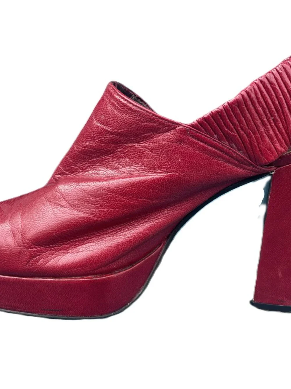 1970s Vintage Platform Slingbacks – cranberry red, size 7